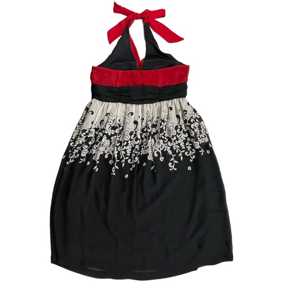 Jonathan Martin size 10 dress black cream floral design on bottom red tie top - Picture 9 of 15